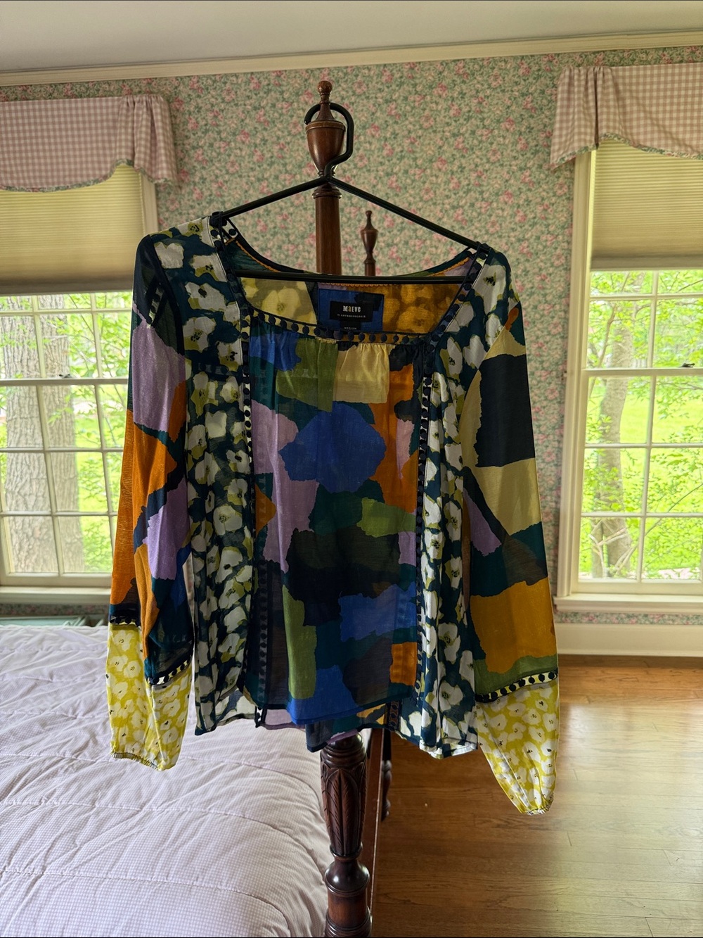 Maeve Multicolor Abstract Patchwork Blouse